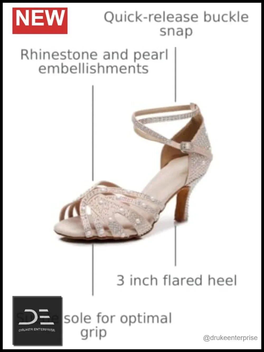 Women's Rhinestone Latin Dance Shoes Satin Salsa Bachata